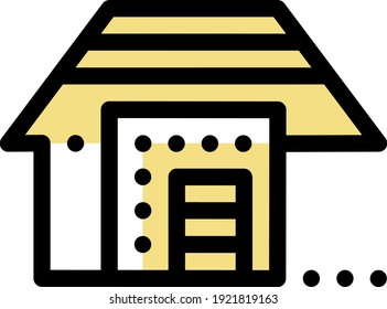 Small yellow house, illustration, vector on white background.