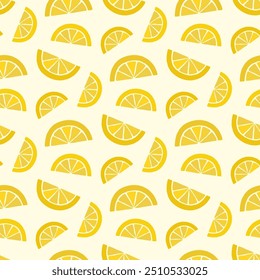 Pequenas fatias de limão amarelo isoladas sobre fundo branco. Padrão perfeito bonito. Vetor simples gráfico plano desenhado à mão ilustração. Textura.