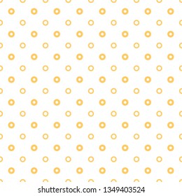 Small yellow outlined circles pattern on a white background. Vector graphic. Print for texture, textile, tiles, wrapping paper. Dotted background. Polka wallpaper. 