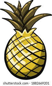 Piña amarilla pequeña,ilustración,vector sobre fondo blanco