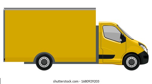 Small yellow truck on a white background