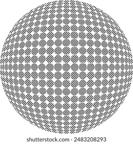 Smaller halftone dots grouped to create larger dots of 3D shaped globus pattern 