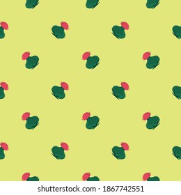 The smallest cactus in the garden,seamless pattern on light beige background.