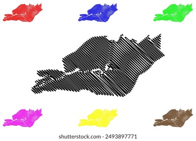 Smallingerland municipality (Kingdom of the Netherlands, Holland, Frisia or Friesland province) map vector illustration, scribble sketch Smellingerlân map