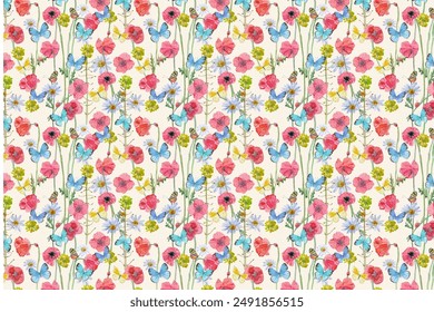 smalllest flower pattern for textiles design.in a vector form