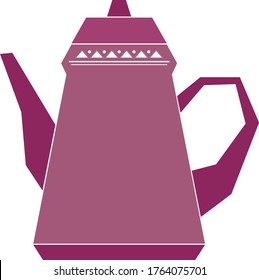 Small,pink teapot illustration on white background for web and mobile.Flat teapot vector.