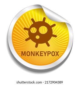 Smallpox monkeys. Yellow sign warning of the monkeypox virus. Vector illustration.
