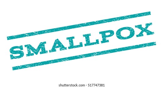 Smallpox watermark stamp. Text tag between parallel lines with grunge design style. Rubber seal stamp with unclean texture. Vector cyan color ink imprint on a white background.