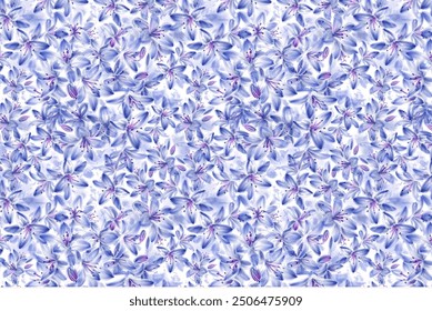 Small-scale flowers with a simple, adorable pattern. crosswise millefleurs. Floral seamless background for scrapbooking, gift wrapping, wallpaper, textile or book covers, and manufacturing.