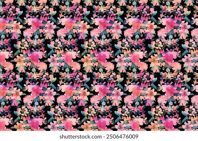 Small-scale flowers with a simple, adorable pattern. crosswise millefleurs. Floral seamless background for scrapbooking, gift wrapping, wallpaper, textile or book covers, and manufacturing.