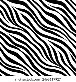 Small-scale zebra fur pattern in seamless black and white vector style. Clean and minimal, perfect for fashion, textile prints, and animal-themed designs.