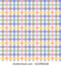 Small-scaled buffalo checks. Seamless vector pattern with traditional geometric design. Template for shirts, plaids, scarfs, napkins. Pastel palette.