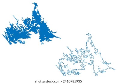 Smallwood dam (Canada, Newfoundland and Labrador) map vector illustration, scribble sketch Reservoir Lobstick and Michikamau lake map