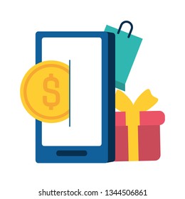 smarphone device with ecommerce icons
