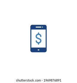 Smarphone with dollar symbol flat icon vector for computer, web and mobile apps