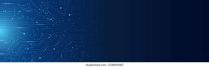 Intelligente 3D-AI-Leiterplattenarchitektur mit kreisförmigen Knoten und miteinander verbundenen blauen Pfaden. Dieses abstrakte Hardwaredesign veranschaulicht Servertechnologie, Cloud-Daten und moderne Websysteme.