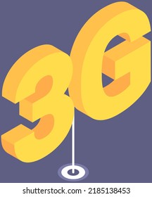 Conexión inteligente 3G, Internet móvil. Signo de conectividad inalámbrica, ilustración vectorial de símbolo 3G. Tecnología de comunicación móvil y red de smartphones. Red moderna, icono de conexión a Internet