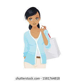 Smart african american woman shopping