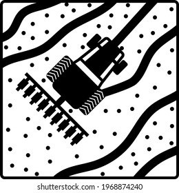 Smart agri Vehicle Top View Concept Vector Icon Design, Smart agriculture symbol on white background, Digital agriculture Sign, satellite farming sign, Tractor pulling a chisel plow Concept