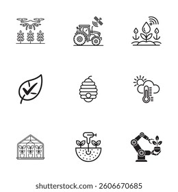 Smart Agriculture and Farming Icons set. 