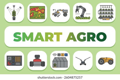 smart agro text concept. Shablon for presentation and Infographics. Minimal Clean Icons for Apps and Websites.