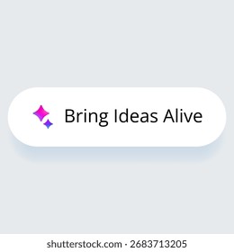 Botão do assistente Smart AI com o texto Bring Ideas Alive. Elemento de interface do usuário moderna para gerar ideias, criar texto, imagens, cartazes e simplificar fluxos de trabalho usando inteligência artificial