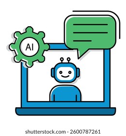 Smart AI Chatbot Video Call Technology Vector Icon Design