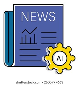 Smart AI Newspaper Reporting Vector Icon Design