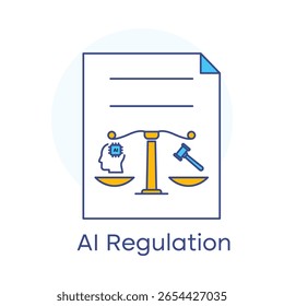 Smart AI Rules and Legal Framework Icon with editable stroke