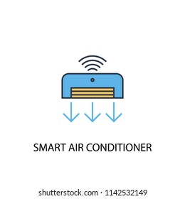 Smart Air Conditioner concept 2 colored line icon. Simple yellow and blue element illustration. Smart Air Conditioner concept outline symbol design from Smart Home set
