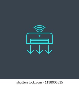 Smart Air Conditioner concept blue line icon. Simple thin element on dark background. Smart Air Conditioner concept outline symbol design from Smart home set. Can be used for web and mobile UI/UX