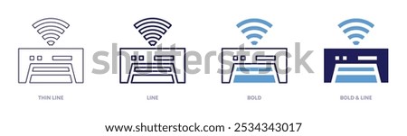 Smart air conditioner icon in 4 different styles. Thin Line, Line, Bold, and Bold Line. Duotone style. Editable stroke.