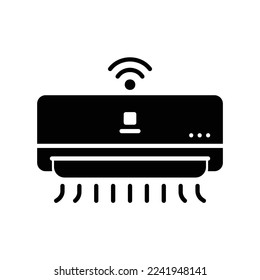Icono de acondicionador de aire inteligente para enfriar la habitación en un estilo sólido negro
