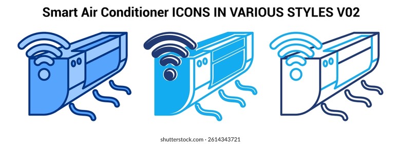 Smart Air Conditioner icon represented by Smart Air Conditioner Blue, Dualline, Dualtone style.