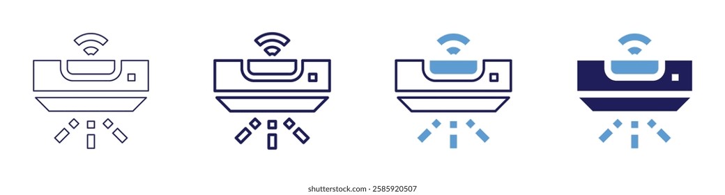 Smart air conditioning icon in 4 different styles. Thin Line, Line, Bold Line, Duotone. Duotone style. Editable stroke.