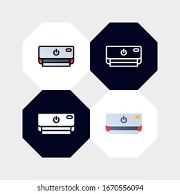 Ilustración del vector de logotipos de iconos de acondicionamiento de aire inteligente. con cuatro estilos, contorno, contorno relleno, plano y glifo. plantilla para el sitio web y la empresa