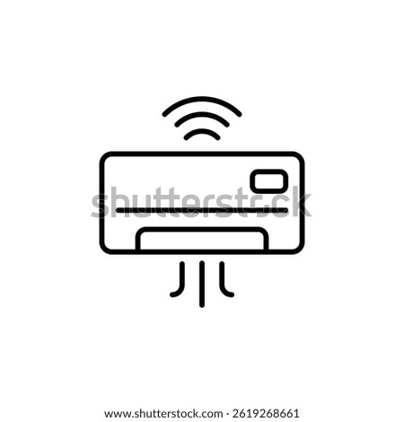 Smart air conditioning system pictogram with wifi connectivity symbol