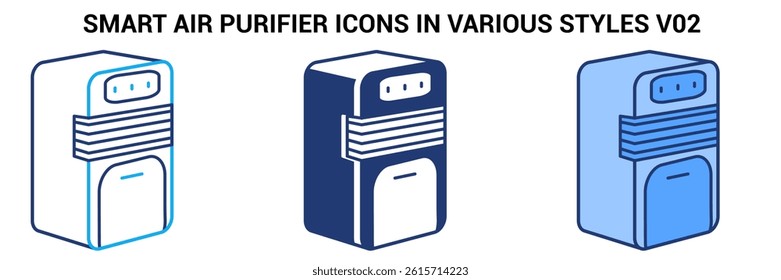 Smart Air Purifier icon represented by Automatic Air Purifier Blue, Dualline, Dualtone style.
