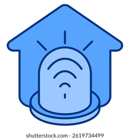 Smart Alarm System Symbol dargestellt durch Cloud-Integration Alarm System Blue Stil.