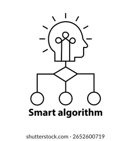 Ícone de algoritmo inteligente - AI Logic Flowchart Vetor for Machine Learning
