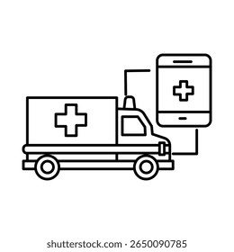 Smart Ambulance Editable Stroke Icon