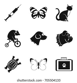 Smart animal icons set. Simple set of 9 smart animal vector icons for web isolated on white background
