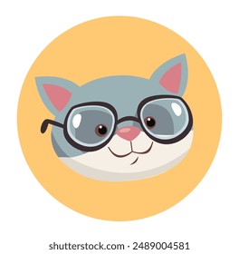 Smart animal wearing glasses concept. Vector flat graphic design element illustration