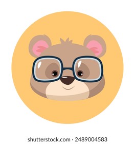 Smart animal wearing glasses concept. Vector flat graphic design element illustration