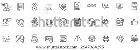 Smart App and Utility Stroke Icon Pack. Featuring Search, Chat, Sync, and Alert Symbols in Editable Outline Format.