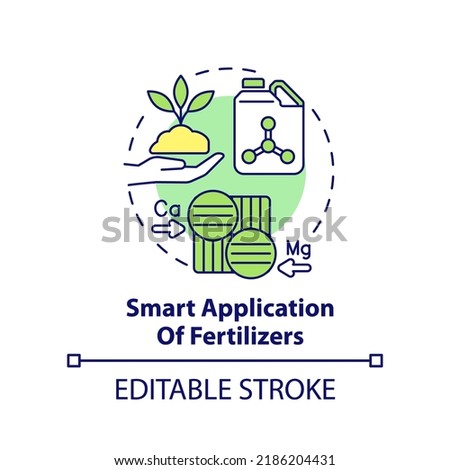 Smart application of fertilizers concept icon. Increased crop yield abstract idea thin line illustration. Isolated outline drawing. Editable stroke. Arial, Myriad Pro-Bold fonts used