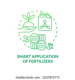 Smart application of fertilizers green gradient concept icon. Soil nutrition. Increased crop yield abstract idea thin line illustration. Isolated outline drawing. Myriad Pro-Bold font used