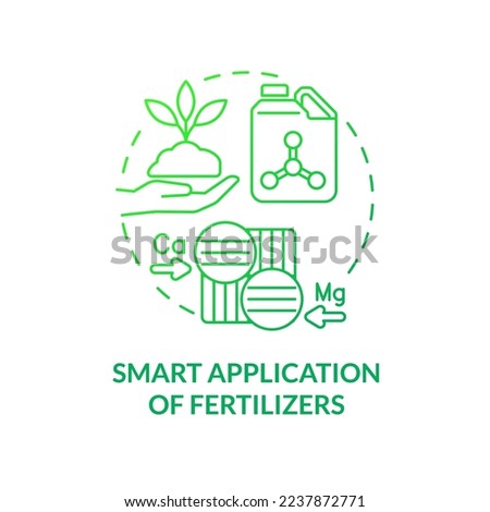 Smart application of fertilizers green gradient concept icon. Soil nutrition. Increased crop yield abstract idea thin line illustration. Isolated outline drawing. Myriad Pro-Bold font used