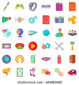 Smart application icons set, cartoon style
