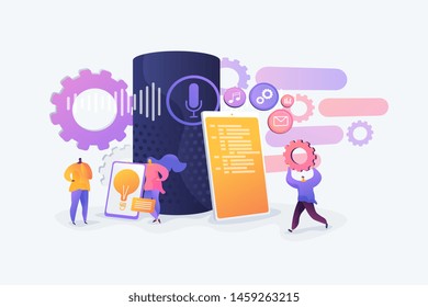 Smart assistant applications, voice application platform, voice assistant development concept. Vector isolated concept creative illustration.